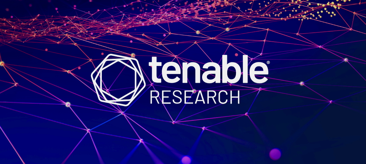 Tenable Research logo on dark blue background