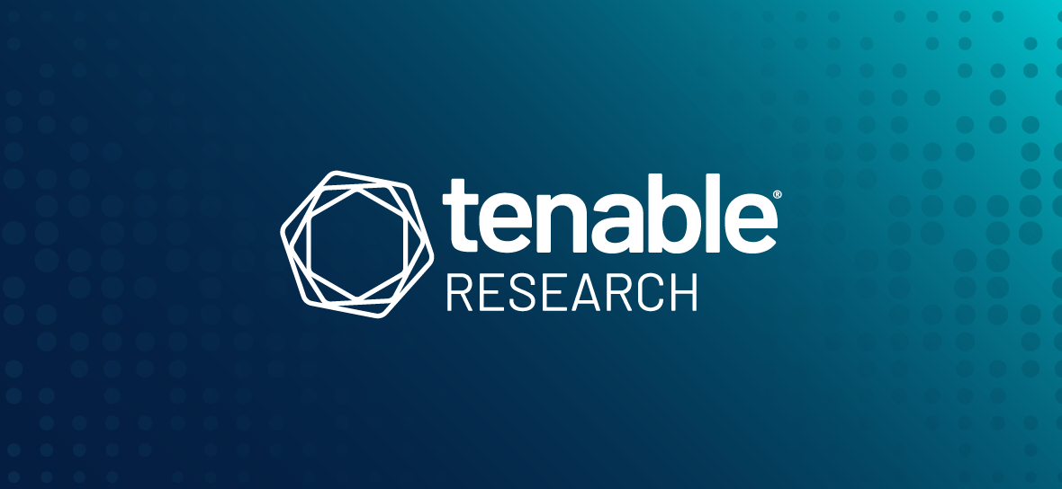 Tenable Research logo on blue gradient background