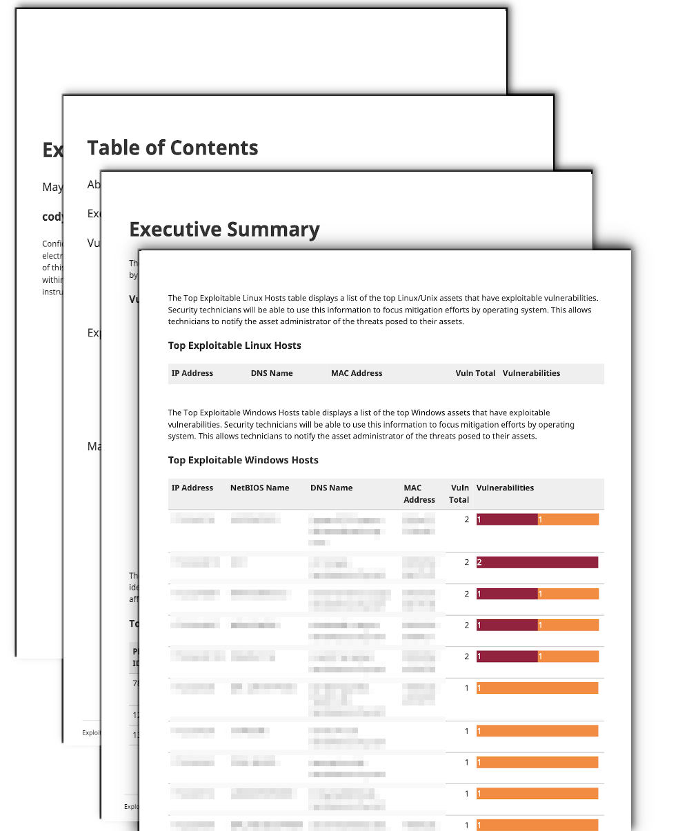 Exploitable by Framework Report Screenshot