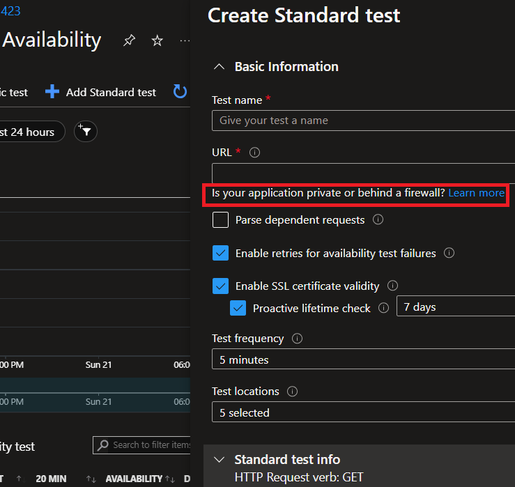  Azure advises customers to use a Service Tag to only allow the Application Insights Availability service to monitor and access your internal application or machine through port 80 or 443