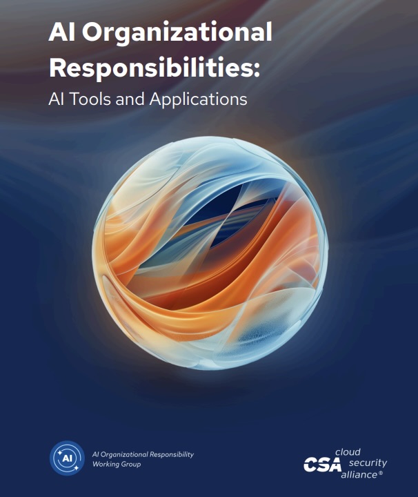 Cover page of the Cloud Security Alliance (CSA) report on AI Organization Responsibilities: AI Tools and Applications