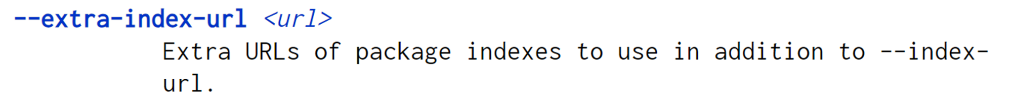 Extra index URL argument