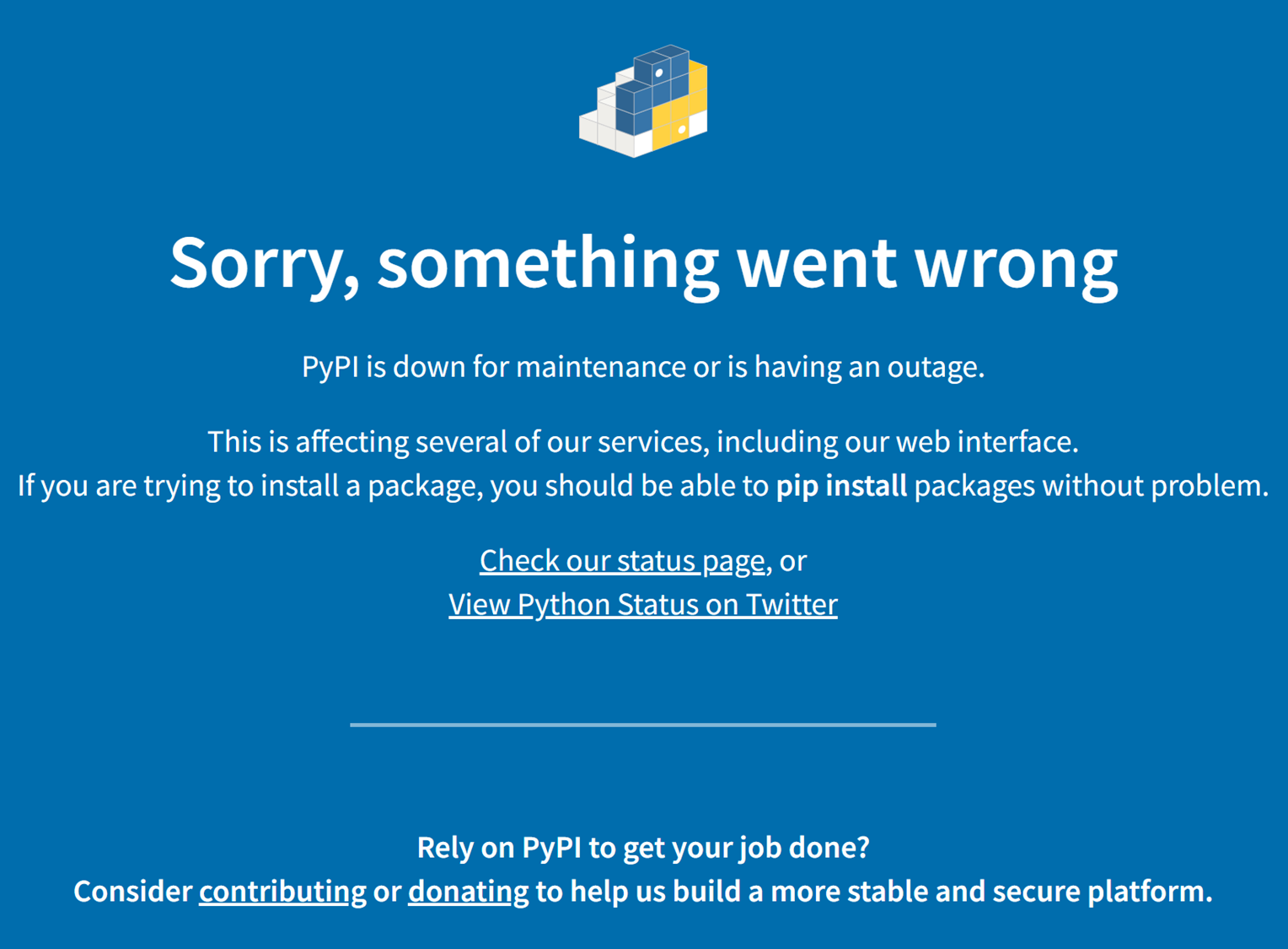 PyPI error message