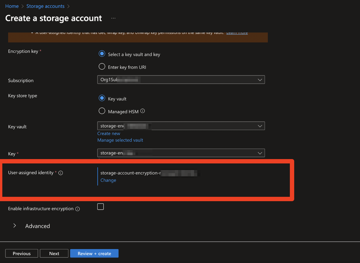 Setting the user assigned managed identity