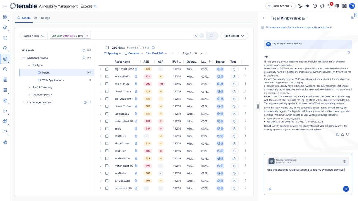 Tenable Hexa AI tagging capability