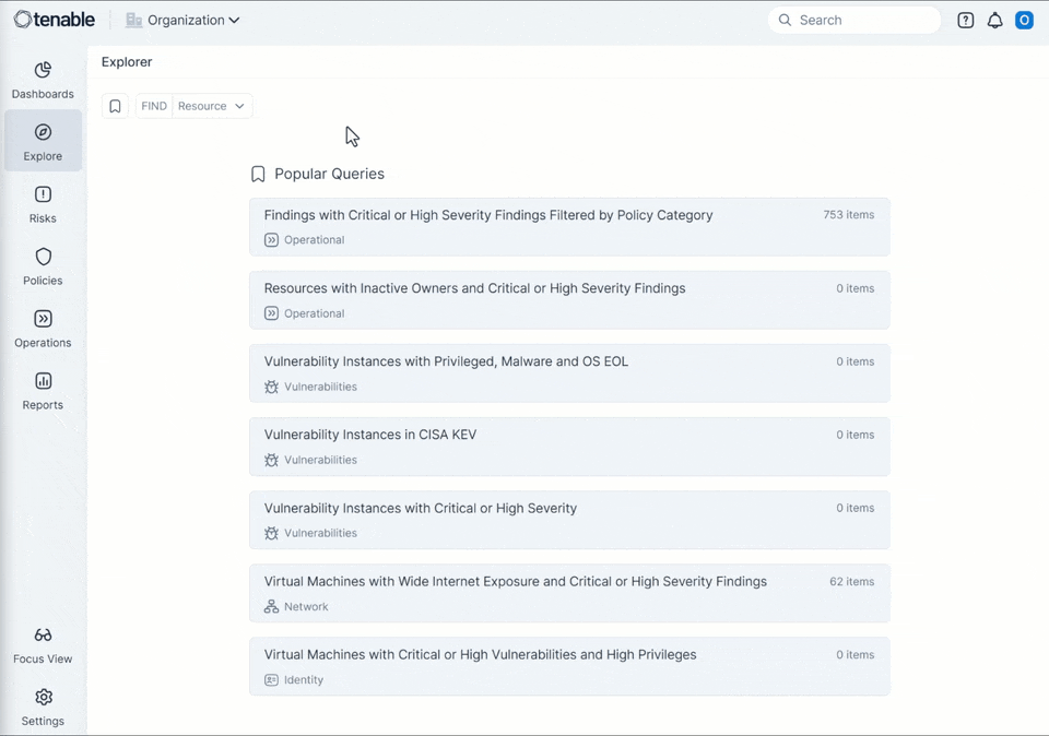 GIF showing Tenable Cloud Security's report generation capabilities