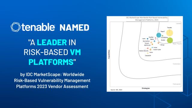 Tenable Named a Leader in Latest IDC MarketScape Report on Risk-Based Vulnerability Management