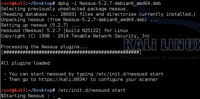 Installing Nessus on Kali Linux via the command line.