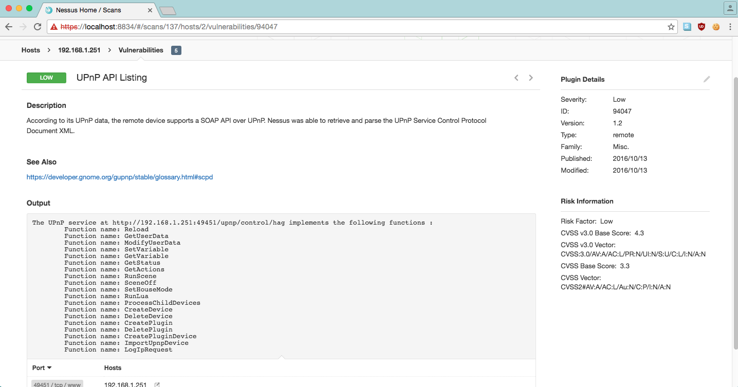 UPnP API Listing Plugin