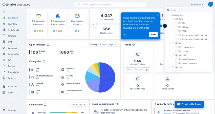 Self guided tour of Tenable Cloud Security - unified CNAPP