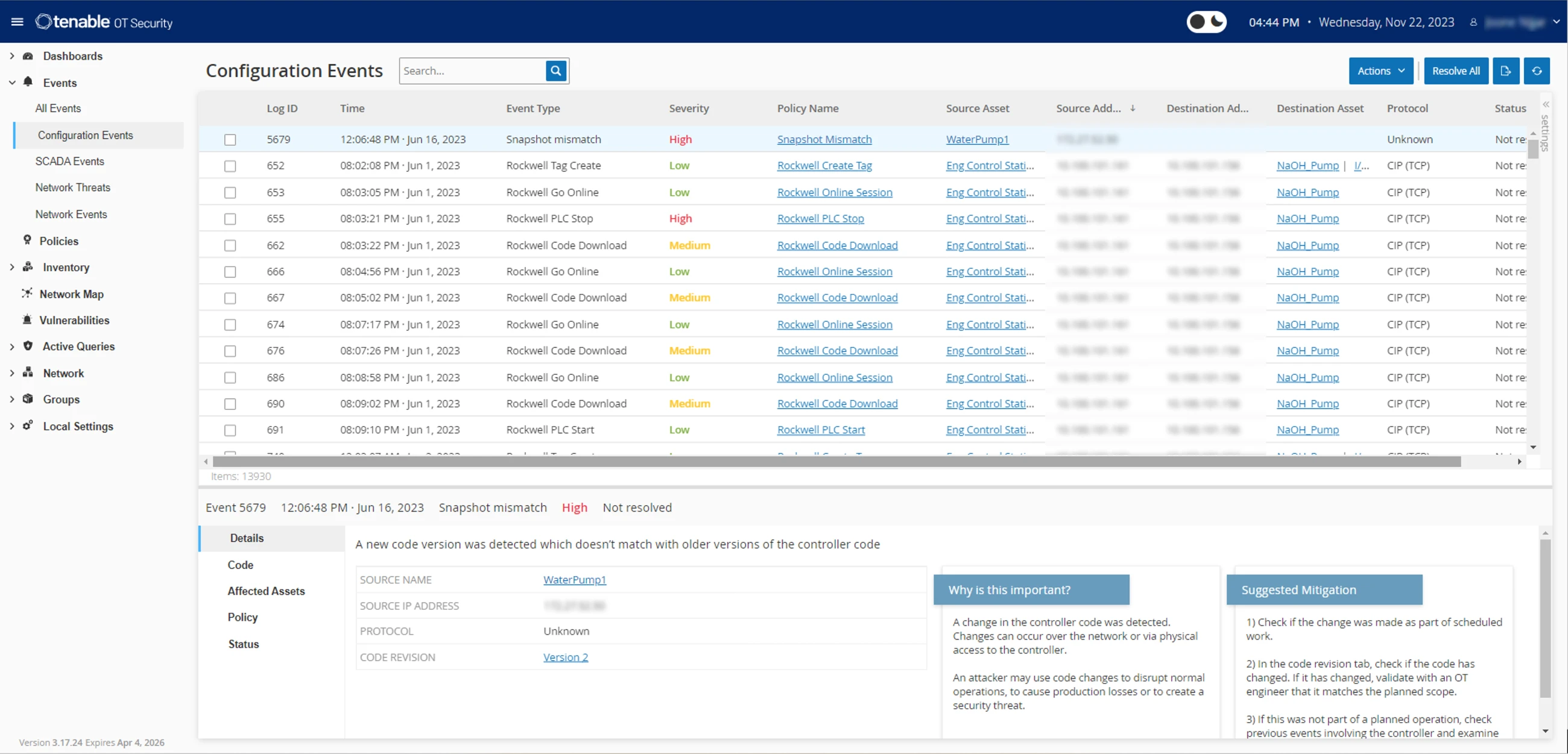 Instantanés de configuration